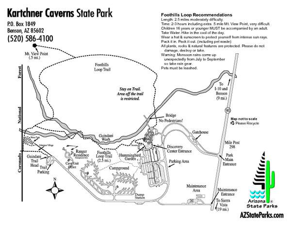 Kartchner Caverns State Park Map