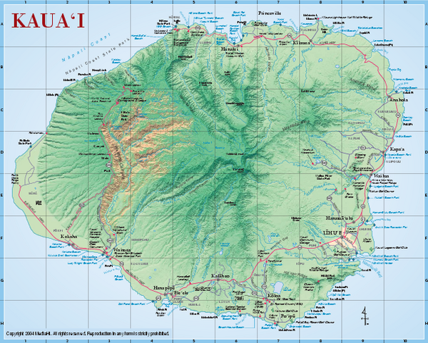 Kauai Relief Map