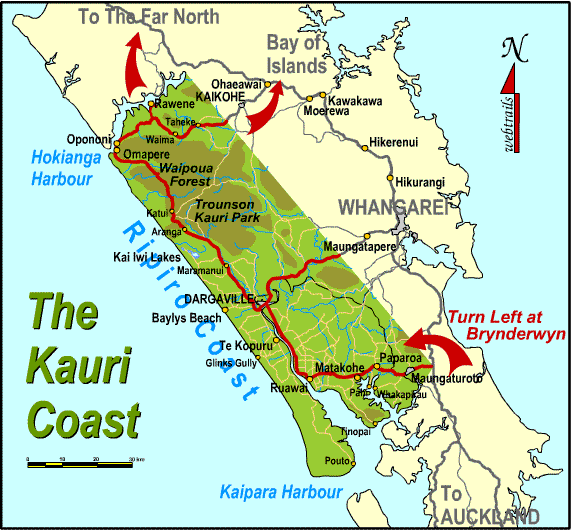 Kauri Coast Map