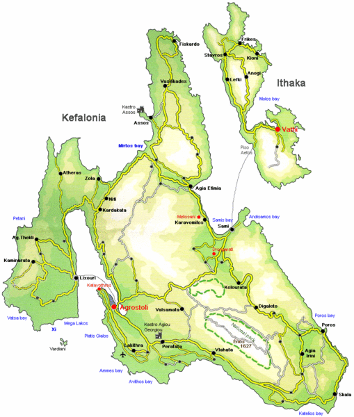 Kefalonia and Ithaka Overview Map