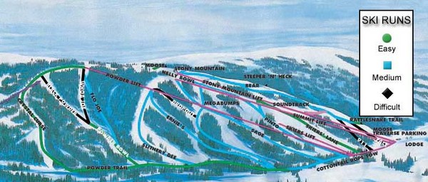 Kelly Canyon Ski Area Ski Trail Map