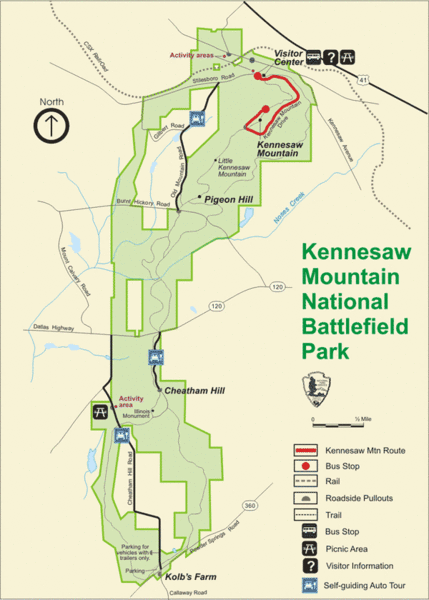 Kennesaw Mountain Trail Map Kennesaw Moutain National Battlefield Park Map - Kennesaw Moutain National  Battlefield Park • Mappery
