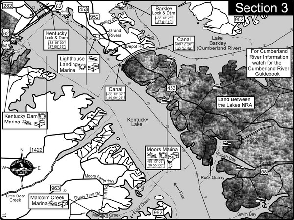 Kentucky Lake Tennesssee River-Land Between the Lakes Map