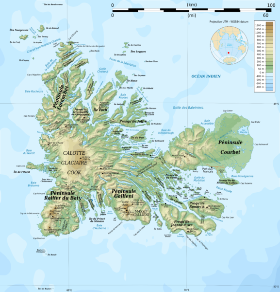 Kerguelen Island topo Map