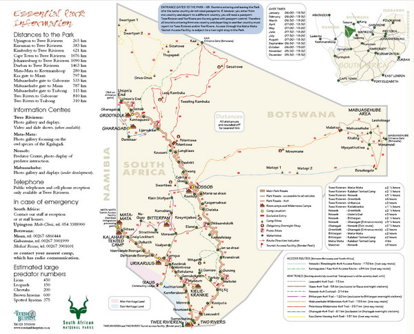 Kgalagadi Transfrontier Park Map