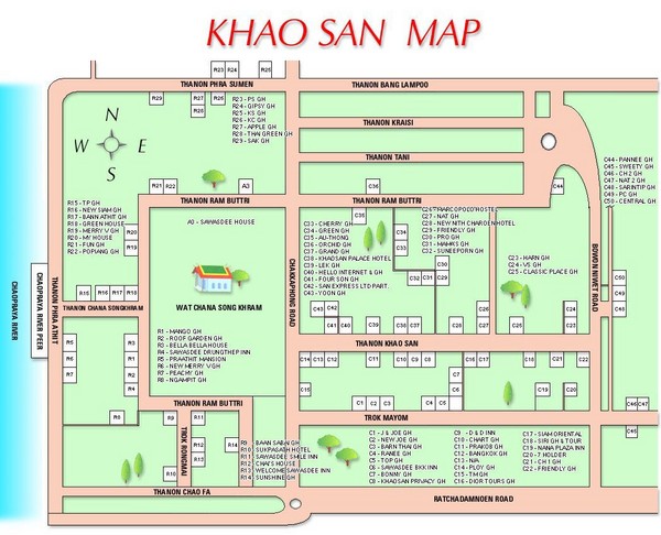Khao San Tourist Map