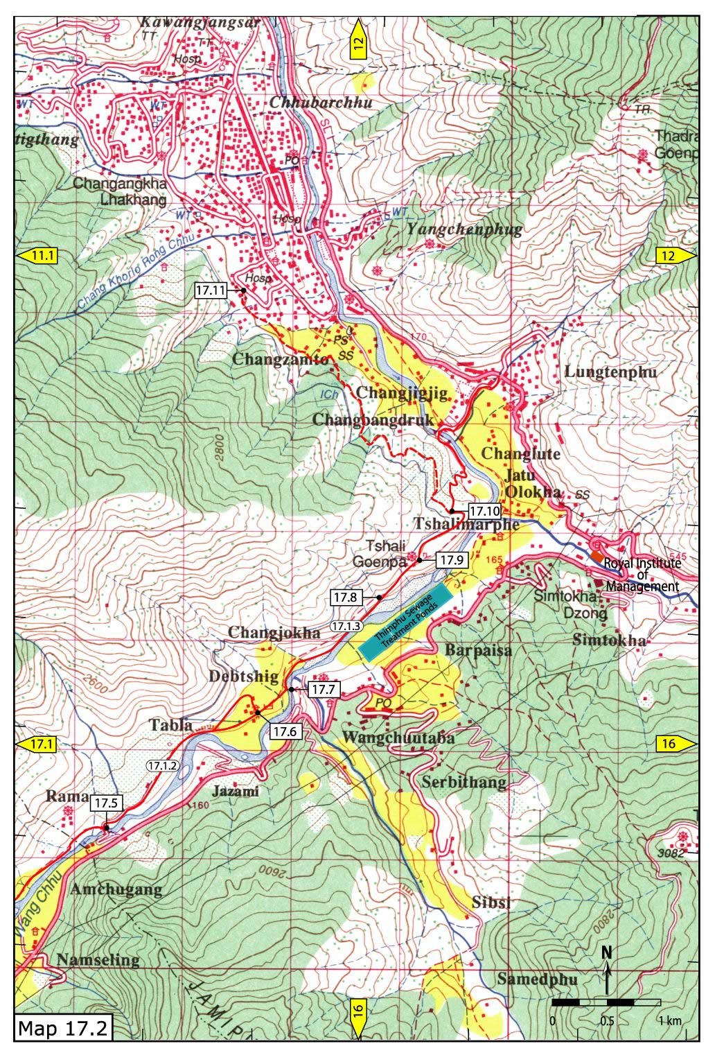Topographic Map Of Thimphu Khasadrapchu To Thimphu Trail Pt 2 Map - Thimphu • Mappery