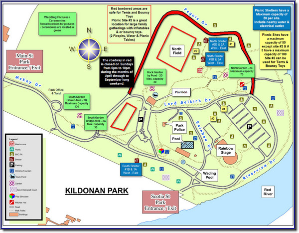 Kildonan Park, Winnipeg, Manitoba Tourist Map