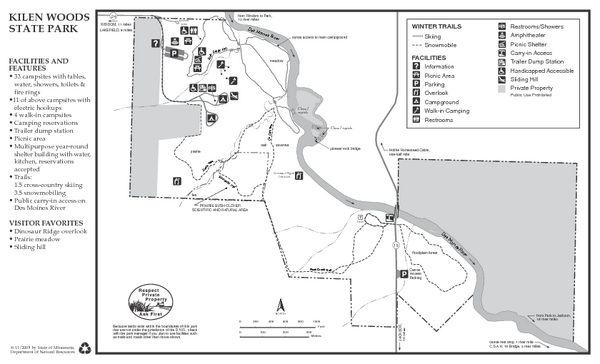 Kilen Woods State Park Winter Map