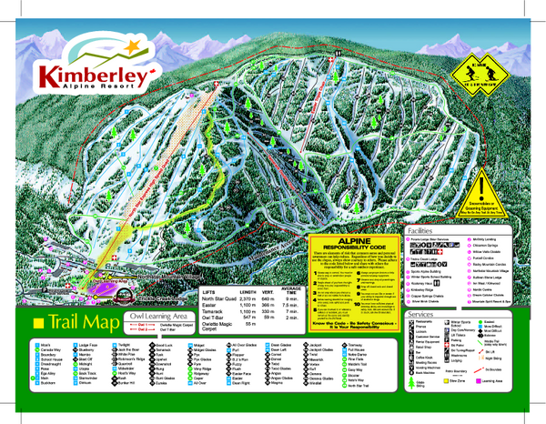 Kimberley Alpine Resort Ski Trail Map