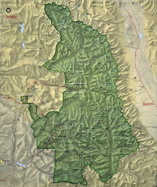 King Canyon and Seqouia Nationa Parks Map
