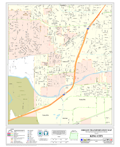 King City Oregon Road Map