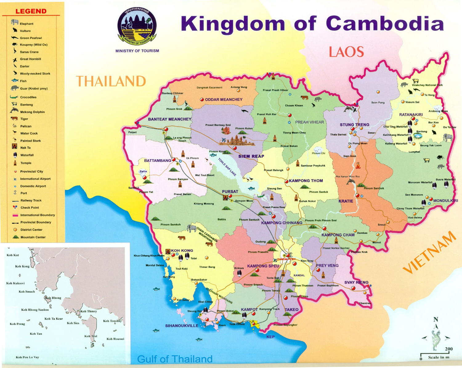 Kambodscha Touristische Karte
