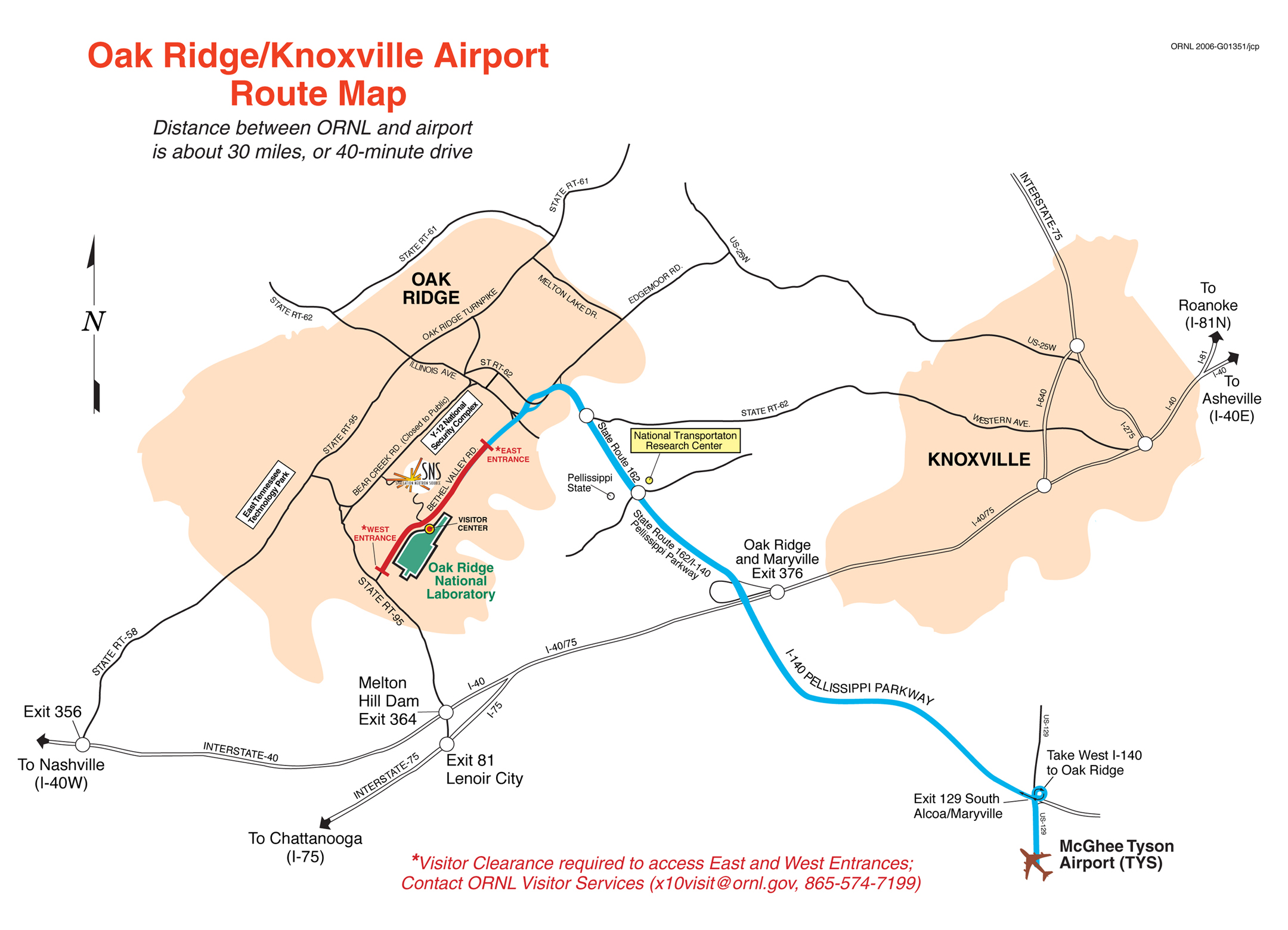 Knoxville and Oakridge Airports Map - Knoxville • mappery