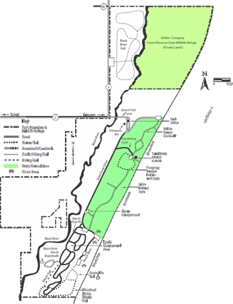 Kohler Andrae State Park Map Kohler-Andrae State Park Map - Kohler-Andrae State Park Wi Usa • Mappery