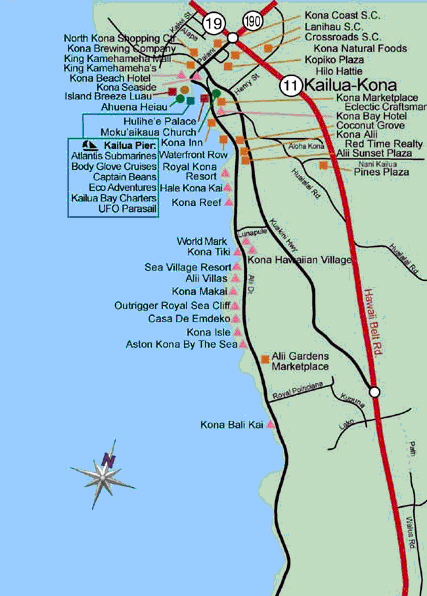 Kona Hawaii Tourist Map 