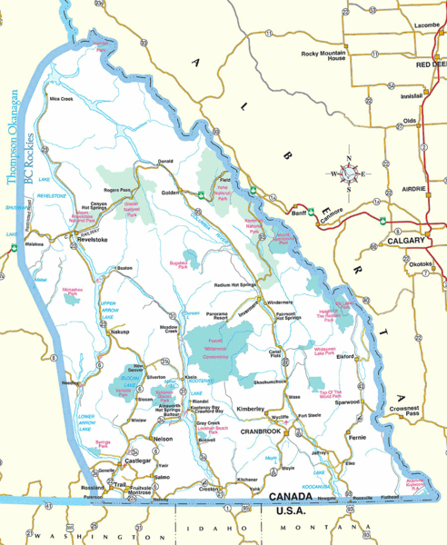 Kootenay Mountains Map