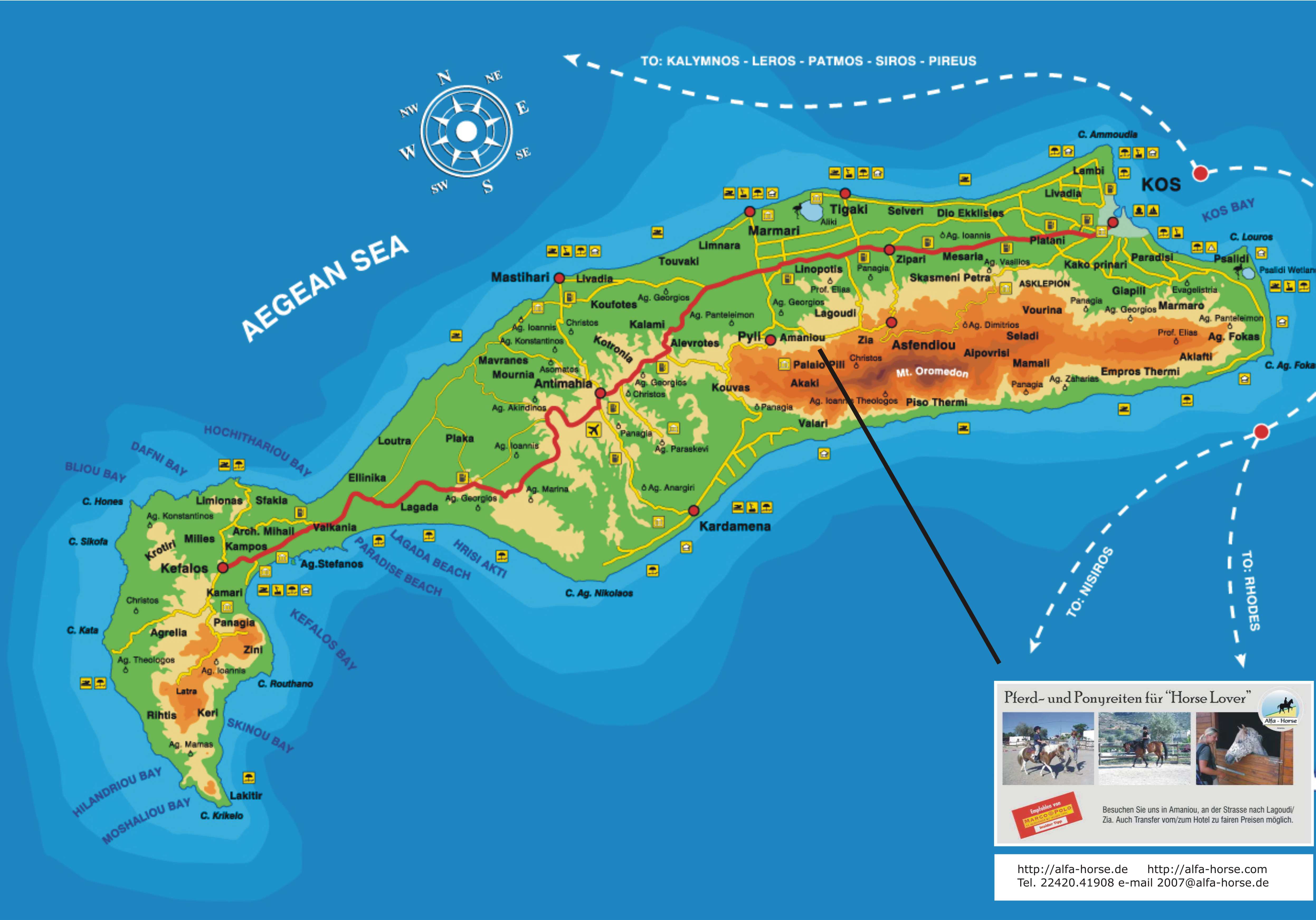 Kos Island Tourist Map Kos Greece • mappery