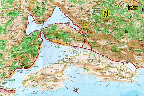 Kotor Bay Tourist Map