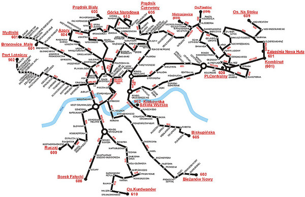 Krakow Bus Routes Map