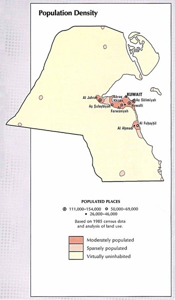 Kuwait Population Density Map