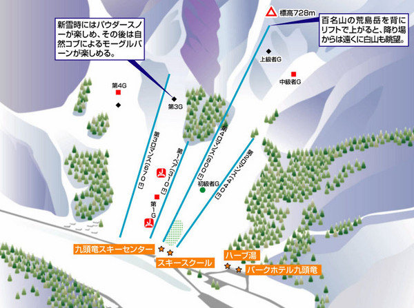 Kuzuryū Ski Trail Map