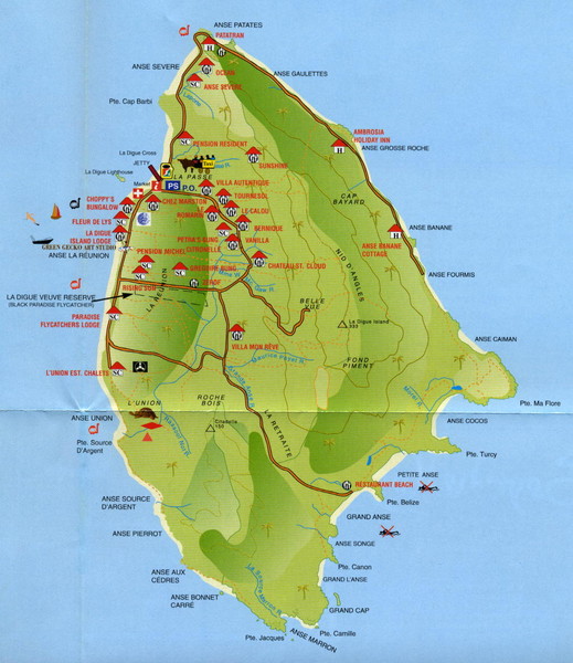La Digue tourist Map - seychelles • mappery