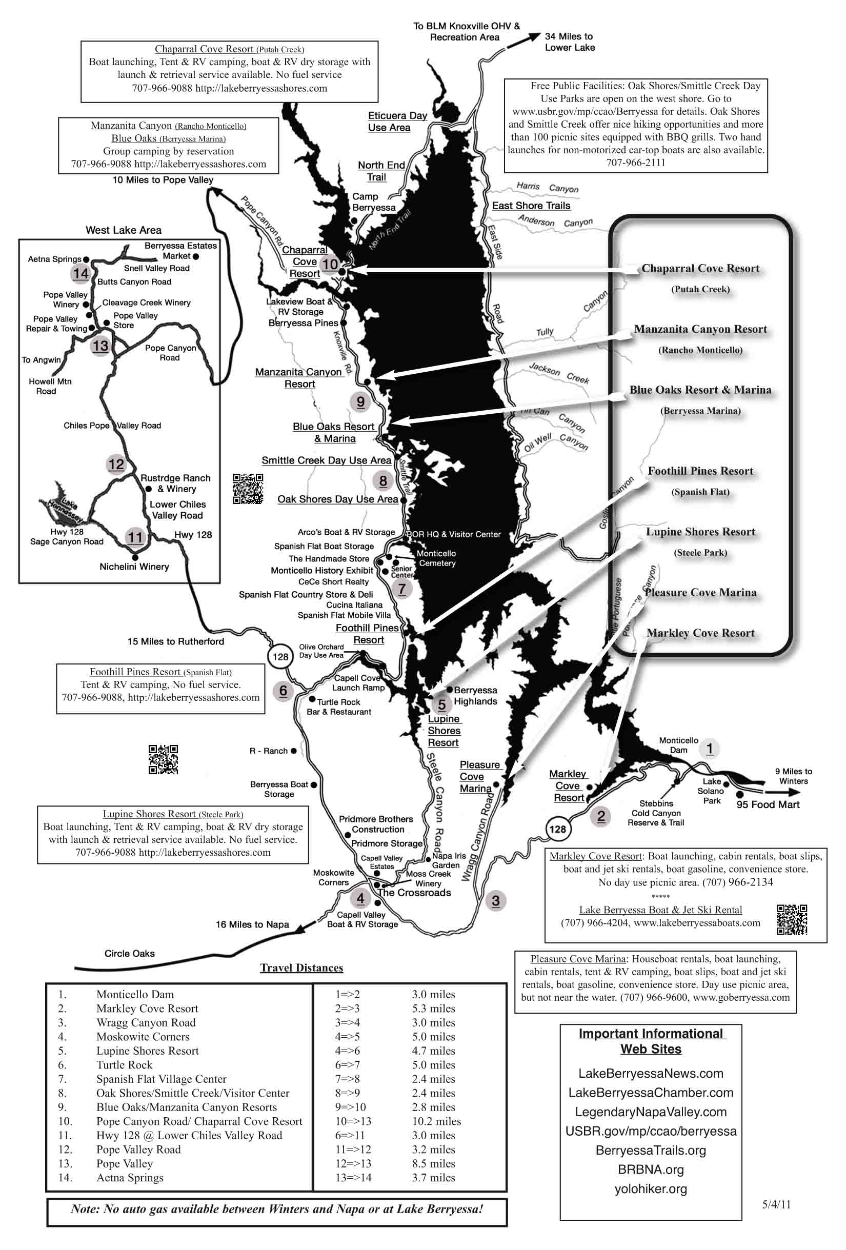 Map Of Lake Berryessa