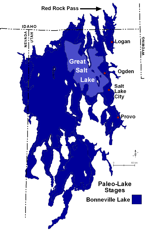 Lake Bonneville Levels Map great salt lake utah • mappery