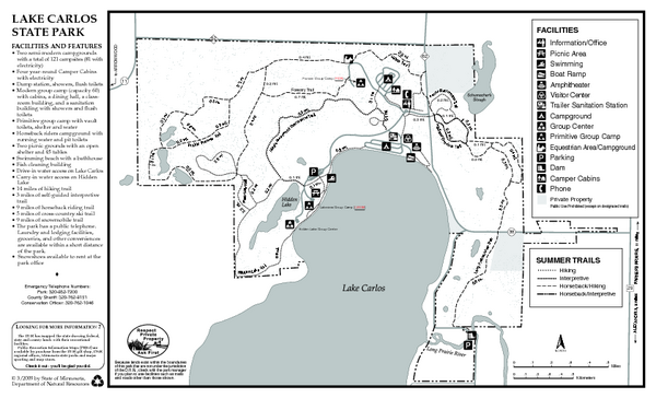 Lake Carlos State Park Summer Map