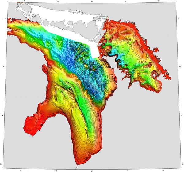 Lake Huron Depths Map