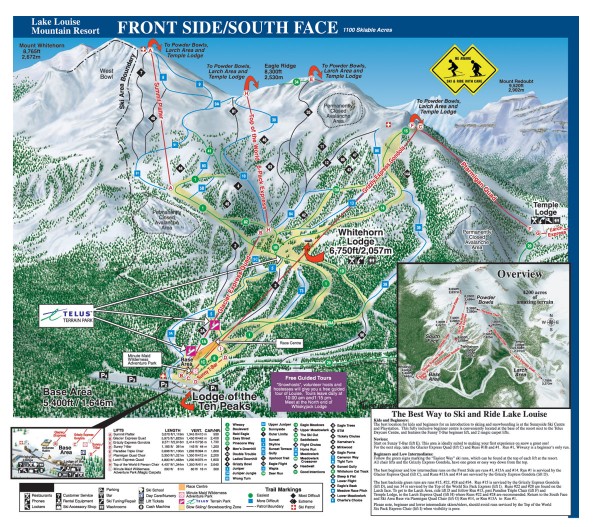 Lake Louise Ski Trail map - Front side/south face 2005-06
