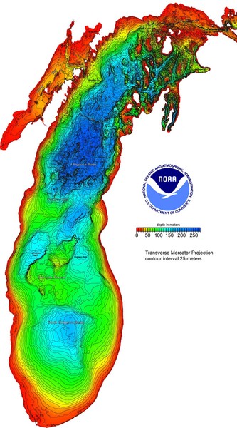 Lake Michigan Depths Map