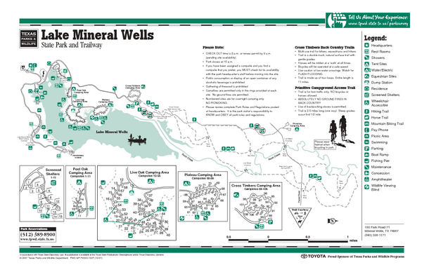 Lake Mineral Wells Texas State Park Facility And Trail Map Lake Mineral Wells Texas Mappery