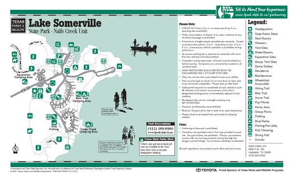 Lake Somerville State Park Map Lake Somerville Texas - Nails Creek State Park Facility Map - Lake  Somerville Texas • Mappery