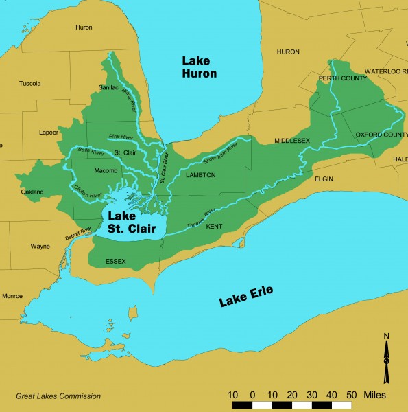 Lake St. Clair/St. Clair River watershed Map