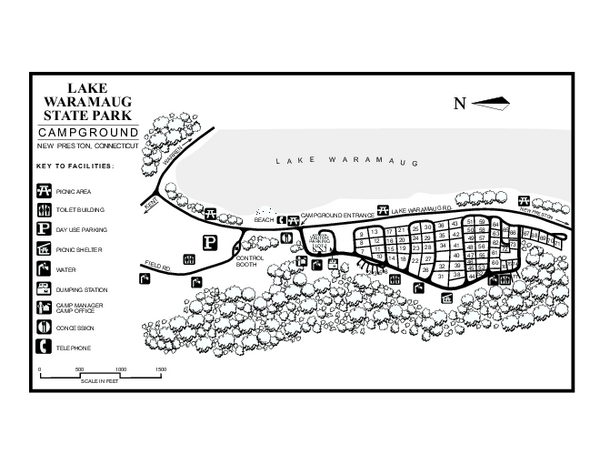 Lake Waramaug State Park campground map