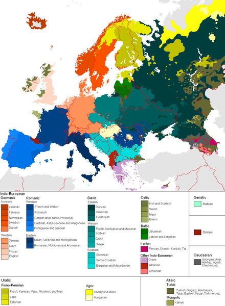 Languages of Europe Map