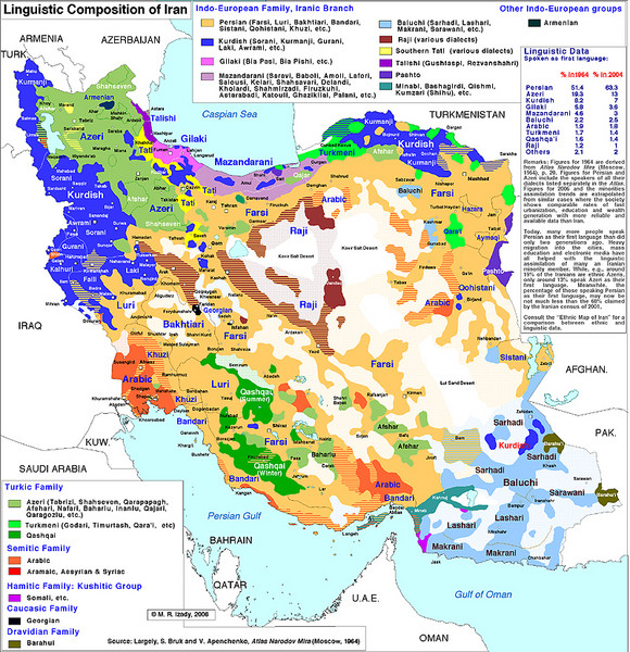 Languages of Iran Map
