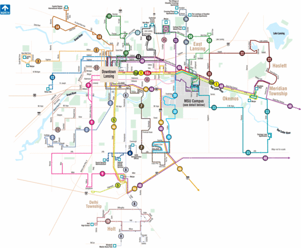 Lansing, Michigan Public Transportation Map