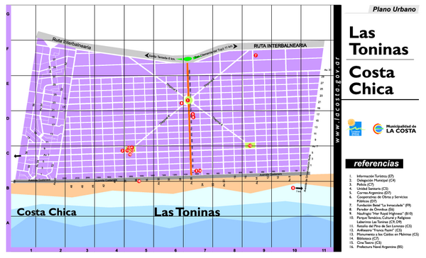 Las Toninas - Costa Chica Tourist Map