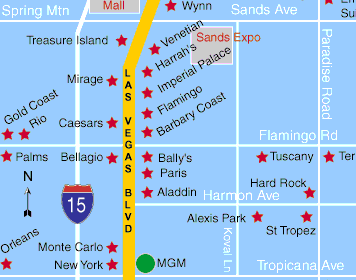 Las Vegas South Strip Area Map Las Vegas Nv Mappery