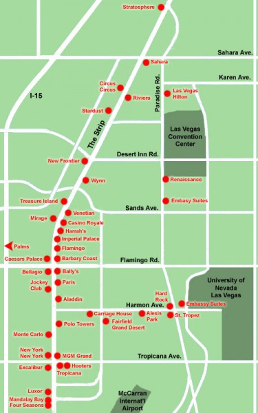 Las Vegas Strip hotel map