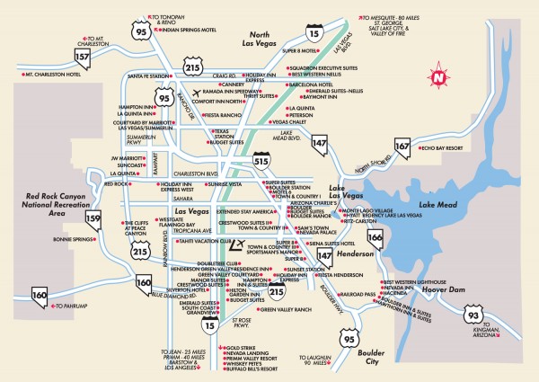 Las Vegas Surrounding Areas, Nevada Map