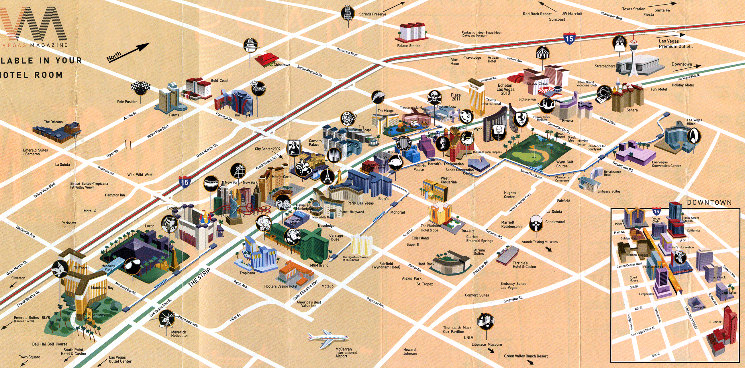 strip Map vegas hotel of in las