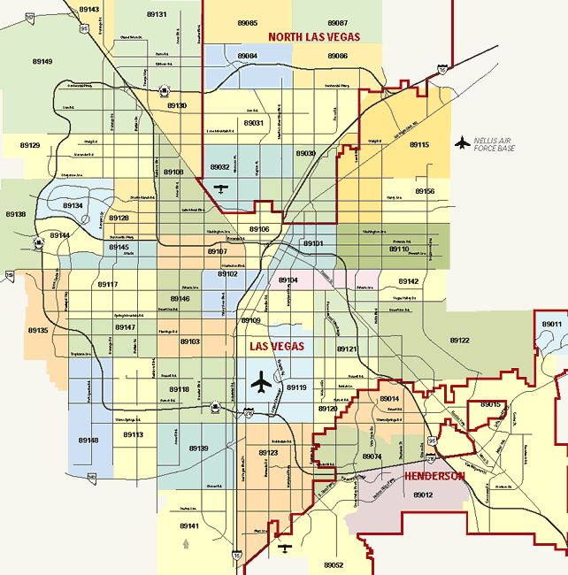 Las Vegas Zip Codes Map Las Vegas Nv Mappery