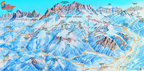 Latemar (Val di Fiemme, Obereggen) Ski Center Latemar Ski Trail Map