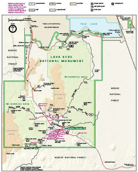 Lava Beds National Monument official park map