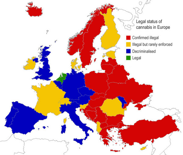 Legal Status of Cannabis in Europe Map