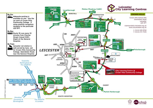 Leicester City Learning Centres Map